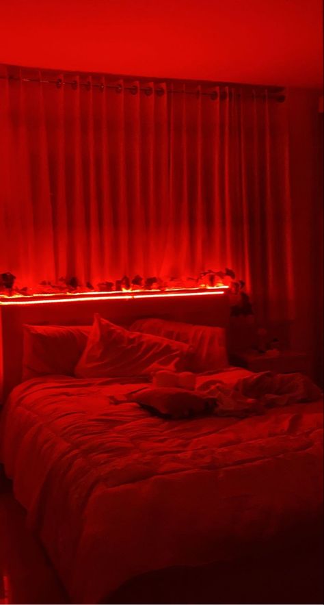 Red Light Bedroom Aesthetic, Home Gym Ideas Small Workout Rooms, Ambient Bedroom, Red Room Aesthetic, Red Lights Bedroom, Red Room 50 Shades, Rainbow Rooms, Monochrome Room, Red Place