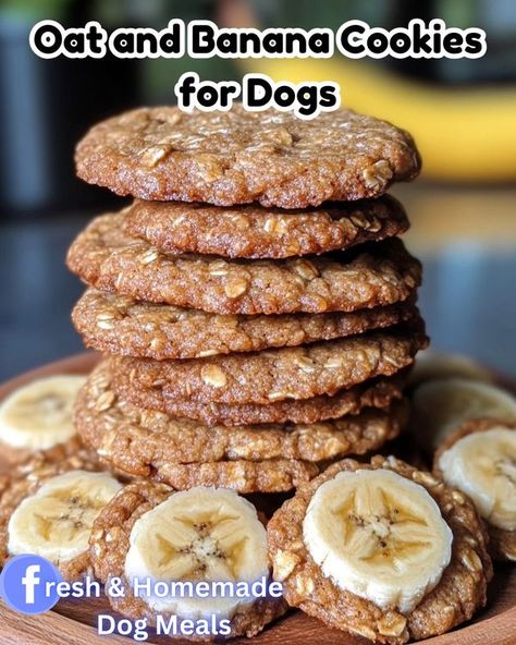 Oat Banana Cookies, Dog Cookies Recipe, Cookies For Dogs, Dog Meals, Dog Cookie Recipes, Homemade Dog Cookies, Banana Cookies, Dog Cookies, Dog Recipes