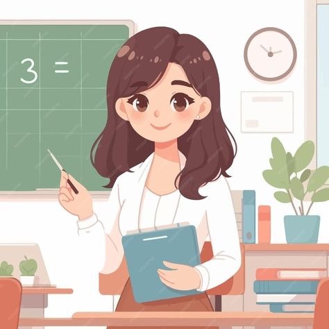 Premium Vector | A cartoon drawing of a girl in a classroom with a pencil and a green marker Drawing Of A Girl, Teacher Cartoon, Girl Standing, Cartoon Drawing, Stationery Templates, Business Card Maker, Poster Invitation, Presentation Template Free, A Classroom