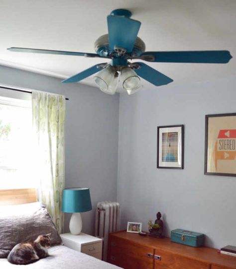 Ceiling Fan Makeover, Painted Fan, Industrial Fan, Ceiling Fan Blades, Painting Ceiling Fans, Diy Ceiling, Modern Ceiling Fan, Painted Ceiling, House Tour