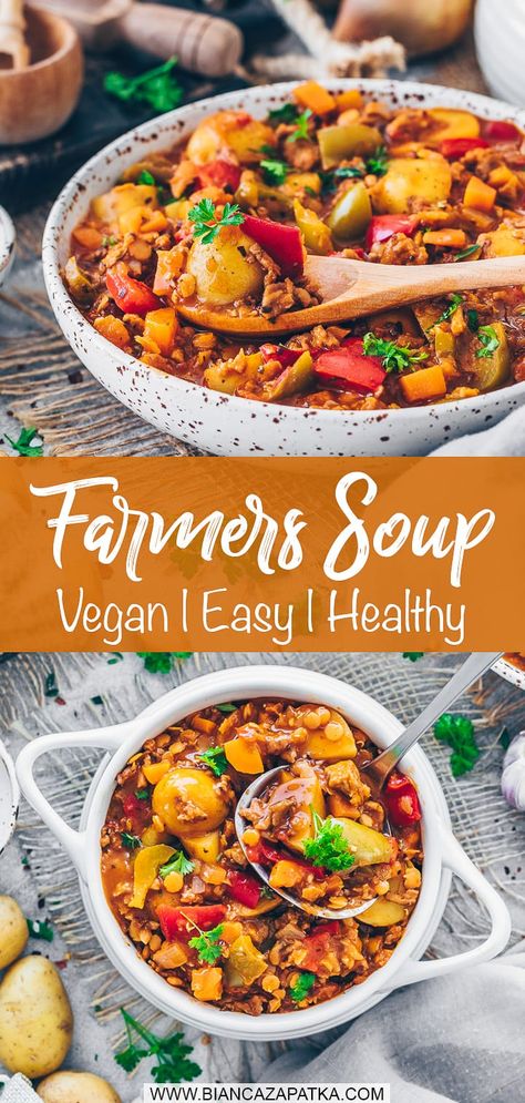 Potatoes And Veggies, Vegan Vegetable Soup, Ground Beef Stews, Vegan Ground Beef, Vegan Beef, Beef Soup Recipes, Soup With Ground Beef, Vegan Soup Recipes, Vegan Potato