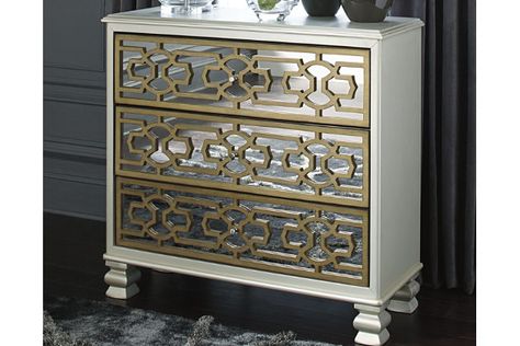 Senzernell Accent Cabinet Gold Leaf Dresser, Big Lots Furniture, Small Basement Remodeling, Bright Furniture, Accent Storage Cabinet, Home Improvement Loans, Accent Storage, Going For Gold, Ashley Furniture Homestore