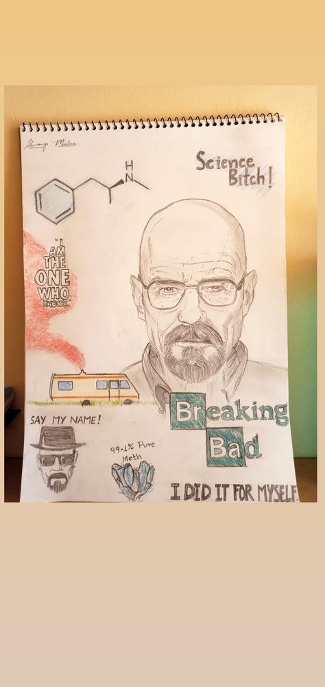 Walter White Drawing Cartoon, Walter White Painting, Breaking Bad Painting Easy, Breaking Bad Doodle, Breaking Bad Drawing Easy, Breaking Bad Drawings, Breaking Bad Dibujo, Walter White Sketch, Hand Tattoos Pen