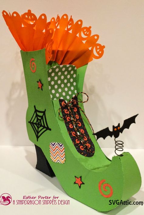 Witch Shoes Diy How To Make, Diy Witches Shoes Halloween Decorations, Witch Shoe Template Patterns, Witch Shoes Pattern, Diy Witch Shoes Decor, 3 Under 3, Boo And Buddy, Almost Halloween, Buddy Gifts