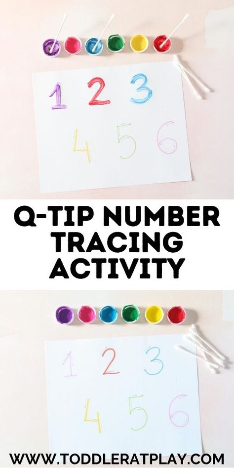 Q-Tip Number Tracing Activity - Toddler at Play Number Trace, Kids Experiments, Tracing Activity, Homeschool Preschool Activities, Pre Writing Activities, Number Tracing, Kindergarten Learning, Toddlers And Preschoolers, Math Activities Preschool