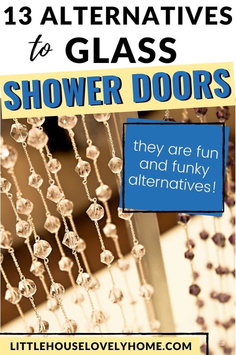 Shower Door Cheap, Unique Shower Doors Waterfall, Bathroom Decor Glass Shower Door, Alternative To Glass Shower Doors, Alternative Shower Curtain Ideas, Shower Door Replacement Ideas, Alternative To Glass Shower Door, Non Glass Shower Doors, Replace Shower Door With Curtain