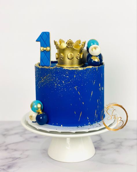 The Royal One Birthday, Prince Theme Birthday Cake, Prince First Birthday Cake, Royal Prince Cake, Prince 1st Birthday Theme, Prince Theme Cake First Birthdays, Luca Birthday, Prince Cake, Blue Birthday Cakes