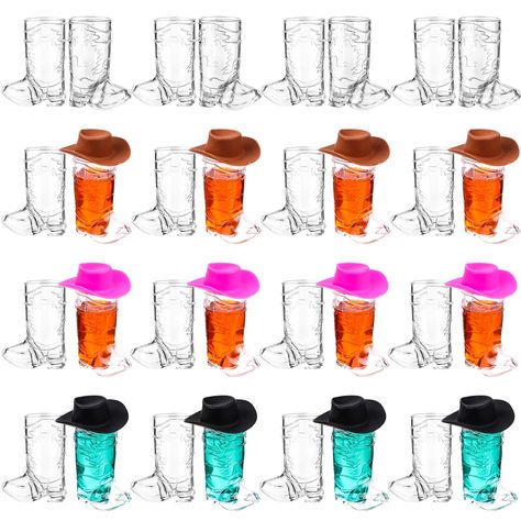 PRICES MAY VARY. Package Includes--You will receive 30pcs clear cowboy shot boot cups + 30pcs cute mini cowboy hats(10 pink,10 black,10 brown),a total of 60 pieces.The quantity is enough for your daily use and party needs,bringing you beautiful decorations for cowboy themed parties. Durable Material--These western cowboy themed party decorations are made of high quality plastic material,which is strong and light,not easy to break or deform,easy to carry and store.The boot-shaped cup is stylish a Beer Boot, Mini Cowboy Hat, Clear Boots, Clear Cups, 30th Party, Western Theme Party, Western Parties, Cowboy Party, Bachelorette Party Themes