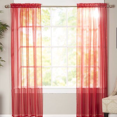 Viv + Rae Solid Sheer Curtain Panels Curtain Color: Red, Size per Panel: 40" W x 84" L Window Sheers, Grommet Panels, Sheer Curtain Panels, Sliding Patio Doors, Rod Pocket Curtain Panels, Rod Pocket Curtains, Colorful Curtains, Curtains Window Treatments, Sheer Curtain