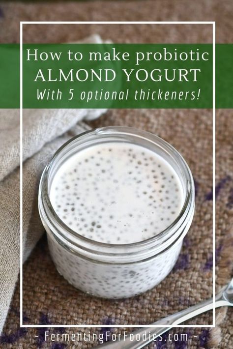 Almond Milk Yogurt Recipe, Homemade Almond Milk Yogurt, Oat Milk Yogurt, Pre Biotics, Canning Granny, Almond Milk Yogurt, Chocolate Almond Milk, Almond Yogurt, Probiotic Yogurt