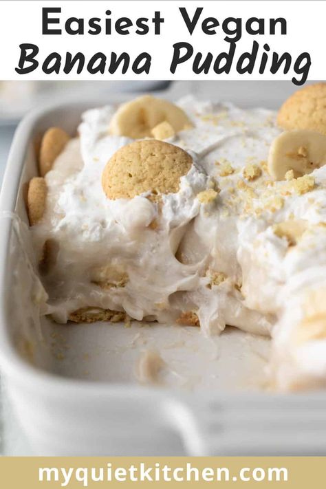 Vegan Banana Pudding, Banana Pudding Pies, No Bake Banana Pudding, Vegan Thanksgiving Recipes, Instant Pudding Mix, Banana Dessert, Vegan Banana, Baked Banana, Vegan Thanksgiving