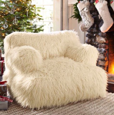 Fuzzy chair Fur Furniture, Fluffy Chair, Teen Lounge, Cozy Chair, Lounge Seating, Bedroom Chair, Cozy Place, Pottery Barn Teen, Winter Days