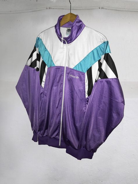 Windbreaker Tracksuit, Mens Fits, 90s Adidas, Tracksuit Tops, Adidas Trefoil, Colors Purple, Vintage Clothes, Mens Streetwear, Retro Outfits