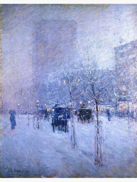 "Childe Hassam - Late Afternoon, New York, Winter" Art Print by Monetlover | Redbubble Childe Hassam Paintings, Frederick Childe Hassam, Childe Hassam, New York Winter, Brooklyn Museum, Winter Images, American Painting, Winter Painting, Post Impressionism