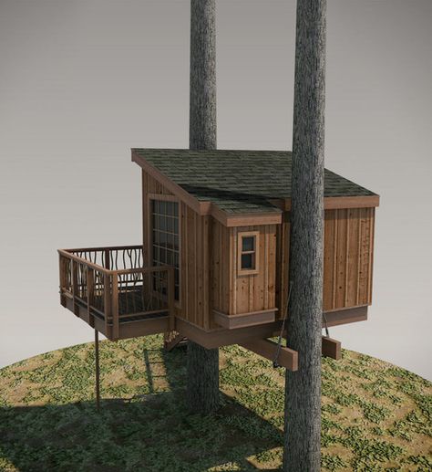 Treehouse plans - looks like the one we're building! Treehouse Plans, Diy Treehouse, Treehouse Point, Building A Treehouse, Tree House Plans, Indoor Playhouse, Tree House Diy, Build A Playhouse, Tree House Designs