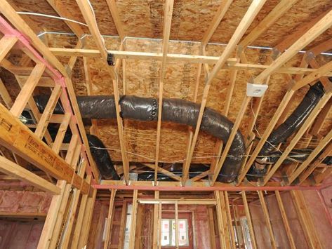 A creative fix for low hanging ductwork:  Relocated ductwork from a low-hanging spot on the ceiling to the floor, with a frame and finish that turned it into bench-style seating. Basement Ventilation System, Basement Framing, House Ventilation System, Basement Ventilation, Basement Ceilings, Whole House Ventilation, Basement Systems, House Ventilation, Attic Ventilation