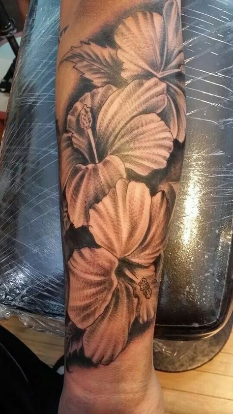 My hibiscus tattoo(sixth tattoo) ... 9/7/14 Mens Hibiscus Tattoo, Tiger Tattoo For Women With Flowers, Hibiscus Tattoo Men, Hibiscus Sleeve Tattoo, Hibiscus Flower Tattoos Sleeve, Hibiscus Flower Tattoo Design, Tropical Flower Tattoos, Hibiscus Flower Tattoos, Gothic Tattoos