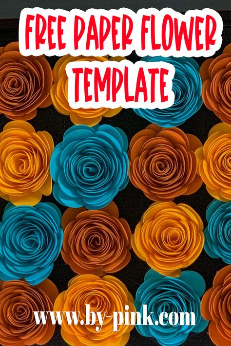 Free Paper Flower Templates, Paper Roses Diy, Paper Rose Template, 3d Paper Flowers, Flower Svg Files, Rolled Paper Flowers, Paper Flower Patterns, Flower Shadow Box, Paper Flower Template