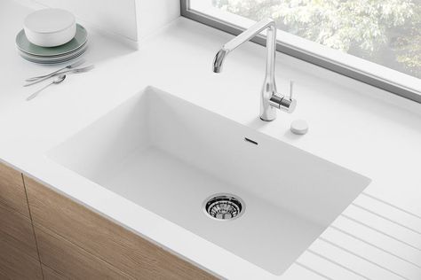 MORE Corian Sink, Stainless Steel Farmhouse Sink, Top Mount Kitchen Sink, Modern Kitchen Cabinet Design, Stainless Steel Countertops, Single Bowl Sink, Sink Countertop, Single Bowl Kitchen Sink, Modern Kitchen Cabinets