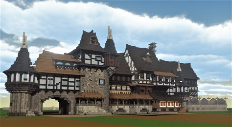 A Medieval Estate Minecraft Project Medieval Estate, Minecraft Kale, Minecraft Blueprint, Villa Minecraft, Minecraft Medieval House, Vila Medieval, Minecraft Mansion, Minecraft Structures, Easy Minecraft Houses