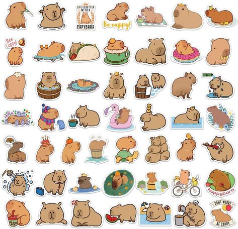 PRICES MAY VARY. 🐡【Capybara Stickers】Each Cute Funny Kawaii Capybara Water Dolphin Animal stickers pack includes 50 pieces of different stickers. the size of the stickers is about 5-8cm/2-3.18 inches, the pattern shown in the main picture will appear in your package. 🐡【Waterproof Vinyl Sticker】 The Cute Funny Kawaii Capybara Water Dolphin Animal Theme sticker decal are made of PVC vinyl, waterproof and sun resistant, durable. Our stickers remove no residue after peeling. 🐡【Surprise Gifts for Kids】These Cute Funny Kawaii Capybara Water Dolphin Animal stickers are a surprise gift for kids, teens, and girls! Our stickers are carefully selected and perfect for decoration. These stickers are very stylish and fun, and your kids, friends and family will be very happy to receive these cute stic Capybara Doodle, Capybara Sticker, Kawaii Capybara, Skateboard Decor, Cartoon Capybara, Doodle Sticker, Stickers For Water Bottles, Cute Capybara, Funny Kawaii