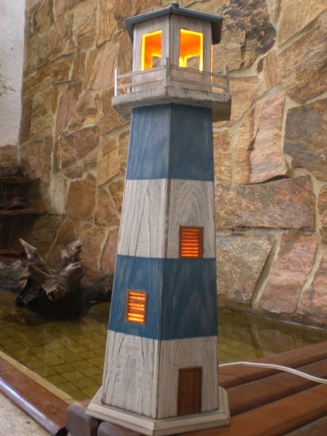 Light House Lamp, Wooden Lighthouse Diy, Make A Lighthouse, Diy Light House, Lighthouse Birdhouse, Lighthouse Woodworking Plans, Diy Lighthouse, Wooden Lighthouse, Wood Lighthouse