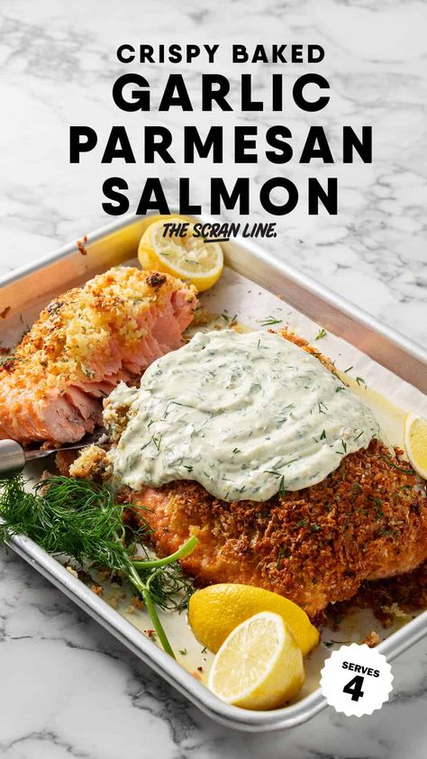 Garlic Parmesan Crusted Salmon with Creamy Dill Sauce Salmon With Creamy Dill Sauce, Dill Sauce For Salmon, Parmesan Crusted Salmon, Parmesan Salmon, Seared Salmon Recipes, Creamy Dill Sauce, Mustard Salmon, Dill Sauce, Crusted Salmon