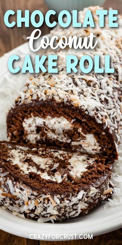 Coconut Cake Roll, Chocolate Coconut Cake, Jelly Roll Cake, Showstopper Cakes, Chocolate Roll Cake, Crazy For Crust, Swiss Roll Cake, Cake Roll Recipes, Best Cake