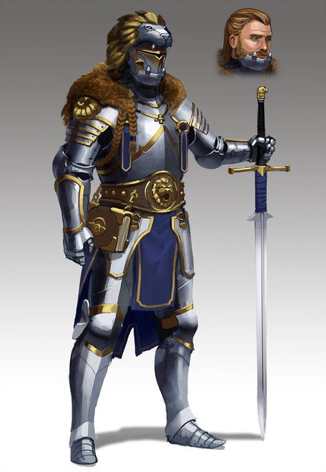 Lion Knight, Heroic Fantasy, Knight Art, Knight Armor, D&d Dungeons And Dragons, Fantasy Armor, Armor Concept, High Fantasy, Fantasy Warrior