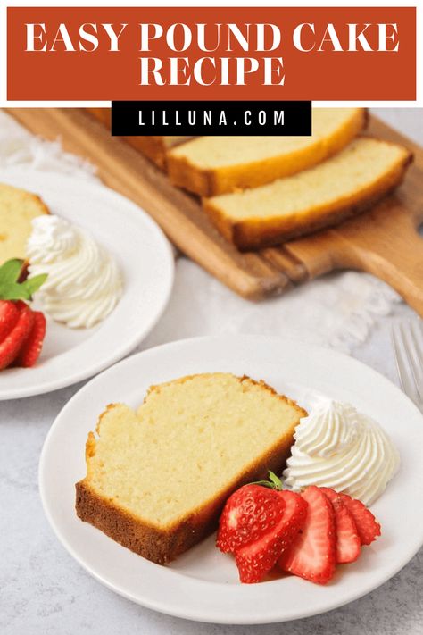 This deliciously easy pound cake recipe is simply irresistible. It is moist, buttery, and will melt in your mouth! #poundcake #easypoundcake #cake #dessert #cakerecipe Basic Pound Cake Recipe, Classic Pound Cake Recipe, Easy Pound Cake, Pound Cake Recipes Easy, Super Easy Desserts, Pound Cake Recipe, Homemade Cheesecake, Best Sweets, Pound Cakes