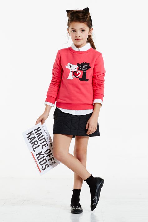 Karl Lagerfeld Kids Girls Pink 'Rock Chic' Sweatshirt Glam Rock Style, Neoprene Dress, Drain Pipes, Karl Lagerfeld Kids, Chic Sweatshirt, Kids Studio, Girls Casual Dresses, Biker Jackets, Kids Couture