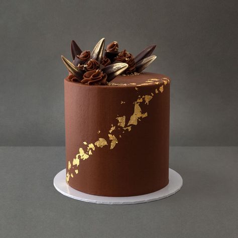 Gold Leaf Cake, Using Gold Leaf, British Chocolate, Leaf Cake, Gold Leaf Cakes, Chocolate Ganache Cake, Chocolate Truffle Cake, Chocolate Cake Designs, Ganache Cake