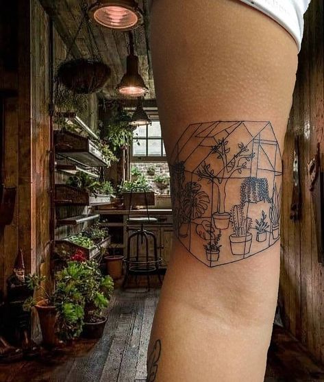 25 Herbaceous Plant Tattoos That Plant Parents Will Love | 25 Herbaceous Plant Tattoos That Plant Parents Will Love Are you a proud plant parent? Check out these plant tattoos folks got to wear their green heart on their sleeve. Lifestyle Plant Tattoos, Green Tattoos, Garden Tattoos, Theme Tattoo, Back Of Shoulder Tattoo, Plant Parent, Plant Tattoo, Home Tattoo, Black Ink Tattoos