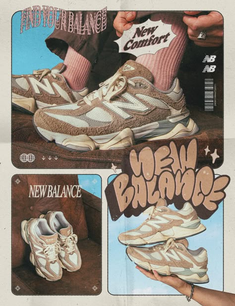 NEW BALANCE :: Behance Packaging Design Shoes, Shoe Inspiration Sneakers, New Balance Advertising, Dnd Photoshoot, Sneakers Graphic Design, New Balance Poster, Clothing Advertising Ideas, Vampire Shoes, Retro Sneaker Poster