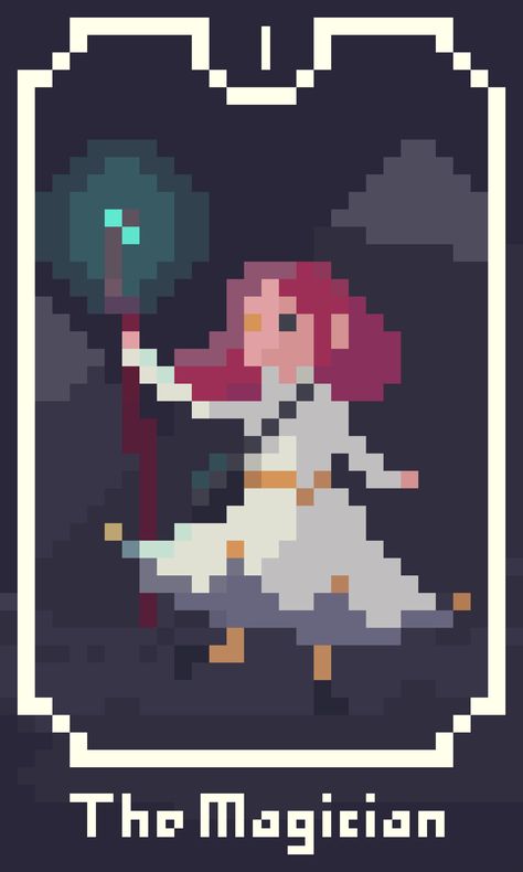 Tarot Cards Pixel Art, Tarot The Magician, Art Tarot Cards, 8 Bit, Tarot Cards, The Magicians, Pixel Art, Video Games, Witch