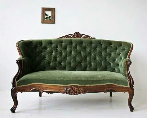 Victorian Couch, Victorian Settee, Vintage Settee, Victorian Sofa, Green Couch, Green Furniture, Antique Sofa, Victorian Furniture, Victorian Decor