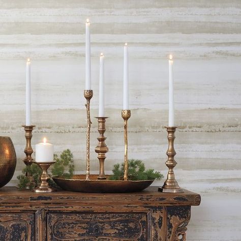 Brass Candle Holders Decor, Film Decor, Eclectic Bedroom, Brass Candle Holders, Brass Candle, Bed Frames, Contemporary Home Decor, Décor Diy, Eclectic Home