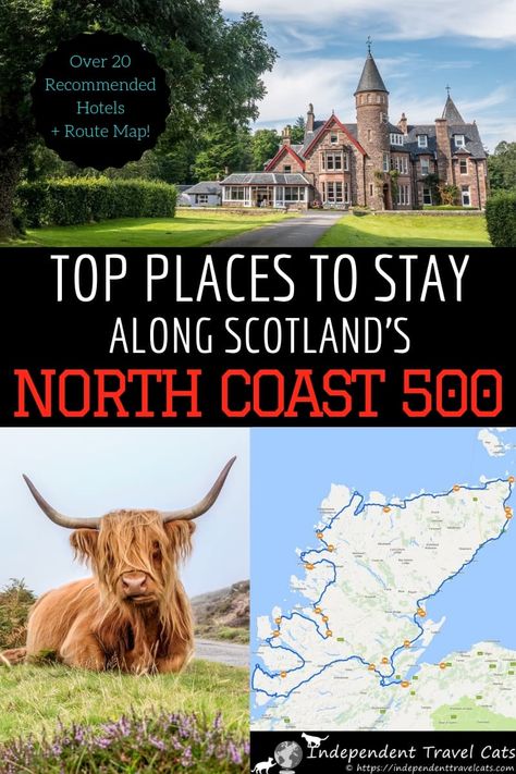 A guide to the best North Coast 500 hotels & accommodation along the NC500 road trip route in Scotland. Accommodation options range from luxury castles and hotels to cozy B&B's and seaside cottages. This article will help you figure out where to stay along the NC500 so you can make the most of your North Coast 500 road trip! #NorthCoast500 #NC500 #Scotland #travel #Scotlandroadtrip #roadtrip #NorthCoast500hotels #lodging North Coast 500 Scotland, Nc500 Scotland, Seaside Cottages, Scotland Vacation, Scotland Road Trip, North Coast 500, Hotels Luxury, Road Trip Routes, United Kingdom Travel