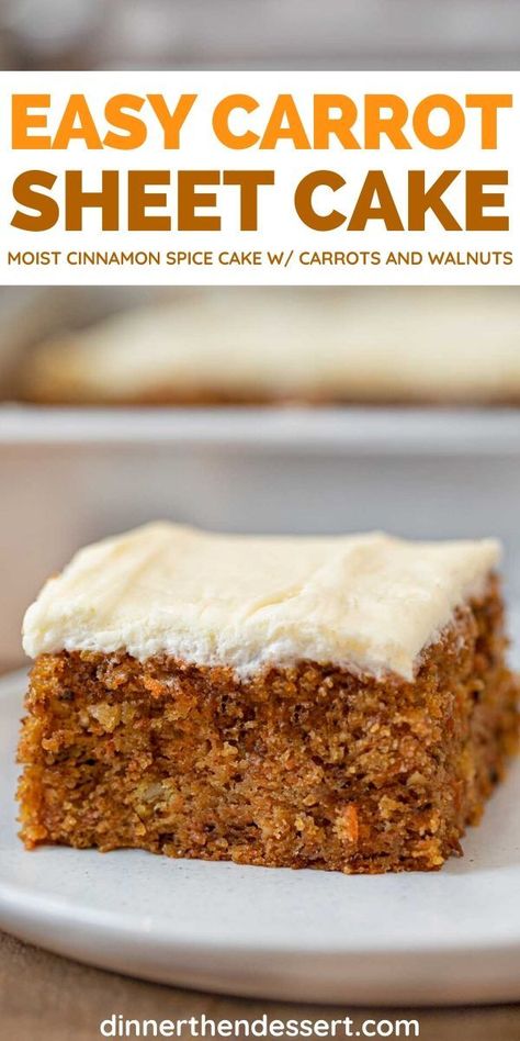 Sheetcake Dessert, Cinnamon Spice Cake, Carrot Sheet Cake Recipe, Carrot Sheet Cake, Brown Butter Cream Cheese Frosting, Brown Butter Cream Cheese, Carrot Cake Bars, Carrot Cake Recipe Easy, Butter Cream Cheese Frosting