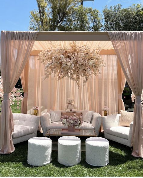 Elegant Engagement Party Ideas, Picnic Backdrop, Pink Princess Wedding, Soiree Ideas, Wedding Lounges, Party Building, Event Lounge, Wedding Tent Decorations, Luxury Picnics