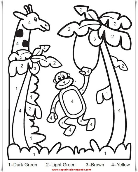 Coloring Page: Color By Number Animal-Free printable Preschool Jungle, Jungle Crafts, Jungle Theme Classroom, Jungle Thema, A Coloring Page, Color By Numbers, Color By Number, Color Worksheets, Safari Theme