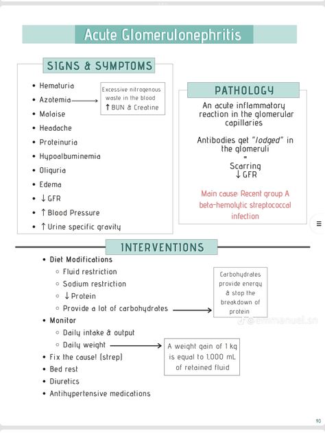 Primary Care Nurse Practitioner, Glomerulonephritis Nursing, Nutrition Notes, Nursing School Prep, Med Notes, General Medicine, Nurse Study, Nursing 101, Nclex Prep