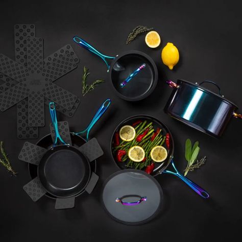 Rainbow Collections | Thyme & Table Thyme And Table, Ceramic Cookware Set, Induction Cookware, Nonstick Cookware Sets, Ceramic Cookware, Tropical Oasis, Butter Oil, Pots And Pans Sets, Nonstick Cookware