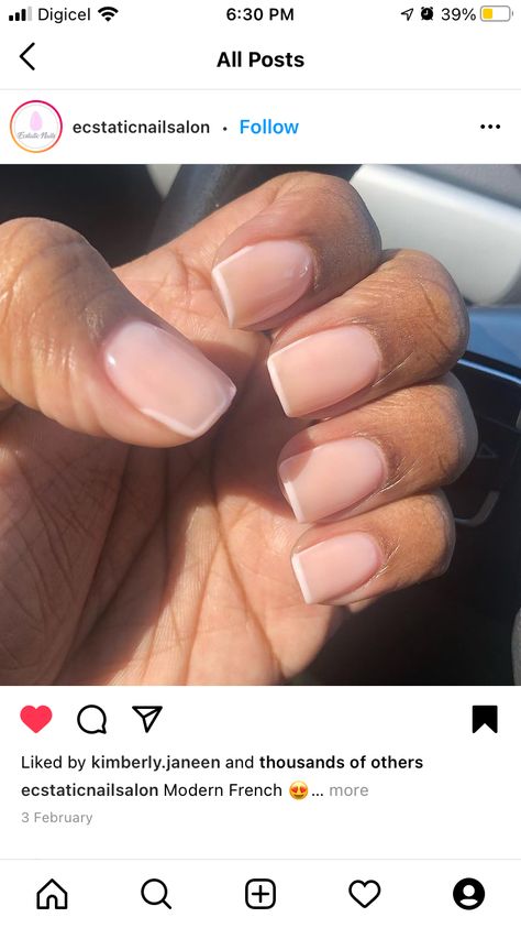 French Tip Short Natural Nails, Natural Color Acrylic Nails Short, Short Nail Overlay, Short Natural Nail Designs Gel, Natural Overlay Nails, Gel Overlay Nails Natural Short, White Nails Natural, Short Overlay Nails, Short Work Nails