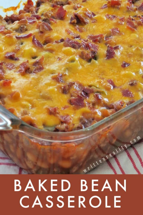 Bake Bean Casserole, Hamburger And Baked Beans Recipe, Leftover Baked Beans Ideas, Different Sides For Dinner, Baked Beans Dinner Meals, Recipes Using Canned Baked Beans, What To Eat With Baked Beans, Recipes Using Canned Pork And Beans, Baked Bean Casserole Ground Beef