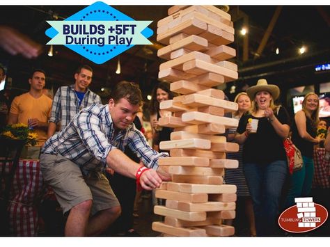 Jumbo Jenga Tumbling Towers Game | Jenga Game Giant Jenga Game, Jenga Game, Outdoor Party Games, Giant Jenga, Tower Games, Carnival Games, Party Activities, Outdoor Party, Party Rentals