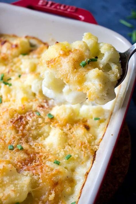 Cauliflower Au Gratin Cauliflower Au Gratin, Recipe Cauliflower, Mustard Chicken Recipes, Cauliflower Potatoes, Cauliflower Gratin, Classic French Dishes, Cauliflower Casserole, Potato Gratin, Baked Cauliflower