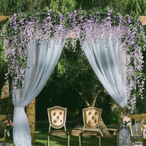 Wisteria Gazebo Wedding, Hanging Wisteria Wedding Arch, Hanging Wisteria Wedding, Wisteria Wedding Arch, Wedding Arch Purple, Wisteria Backdrop, Wisteria Arch, Outdoor Wedding Arch, Wisteria Garland