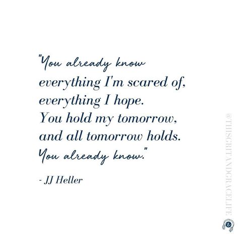 JJ Heller's new song "You Already Know" is so comforting right now. She was just on This #gritandgracelife #podcast, too! #quotes #quotesforwomen #faith #encouragement I Am Saved By His Grace, How Firm A Foundation Lyrics, Will & Grace Quotes, Jj Heller, Spending Time Quotes, We Shall Overcome Song Lyrics, Good Times Quotes, Haven’t I Given Enough Lyrics, Prayer Line