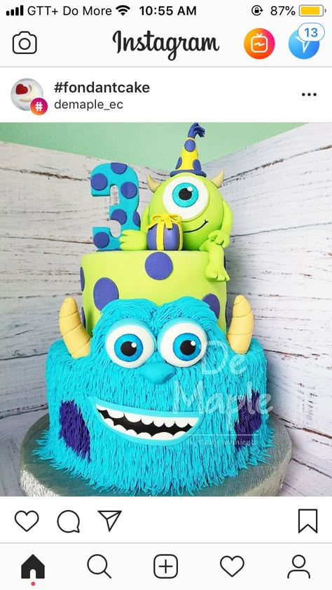 Monsters University Birthday Cake, Monsters University Cake, Monster Inc Cake Ideas, Pastel Monster Inc, Monsters Inc 2nd Birthday Party, Monster Inc Party Ideas, Monsters Inc Birthday Cake, Monsters Inc Birthday Party Ideas, Monsters Inc Cookies